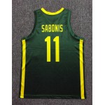 11 Sabonis 2019 FIBA Basketball World Cup Lithuania Team Verde Maglia Uomo