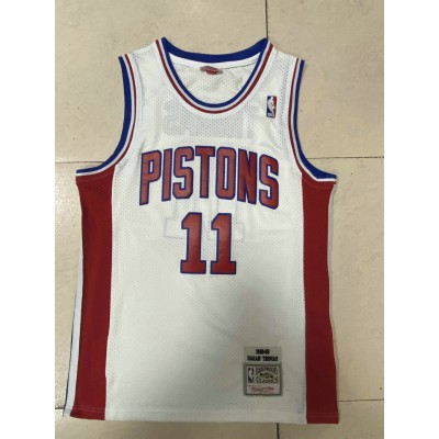 Maglia #11 Thomas Pistons Mitchell & Ness Bianco