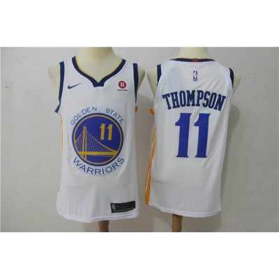 Maglia 11 Thompson Warriors Autentico Nike Bianco