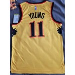 Maglia NBA 11 Young Atlanta Hawks 21-22 City Giallo Con Ricamato 75th patches