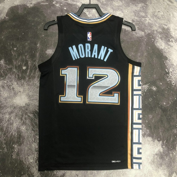 Maglia NBA 12 Morant Grizzlies 22-23 city Nero Stampato