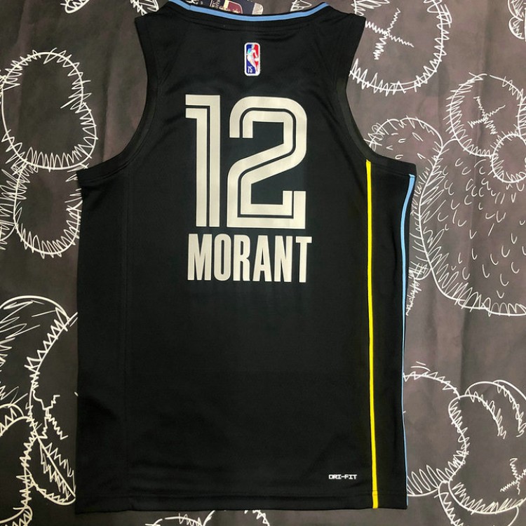 Maglia NBA 12 Morant Grizzlies 75th Anniversary MVP Edition Nero Stampato