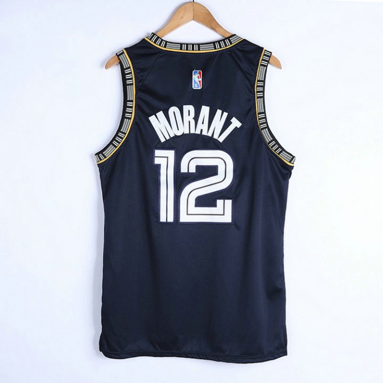 Maglia NBA 12 Morant Grizzlies 75th anniversary Blu Ricamato