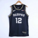 Maglia NBA 12 Morant Grizzlies 75th anniversary Blu Ricamato