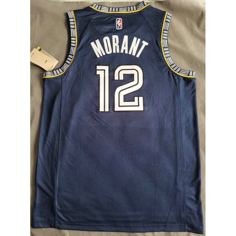 Maglia NBA 12 Morant Grizzlies 75th anniversary Blu Stampato