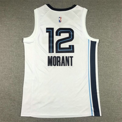 Maglia NBA 12 Morant Grizzlies Bianco Con logo 6 Ricamato