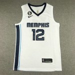 Maglia NBA 12 Morant Grizzlies Bianco Con logo 6 Ricamato