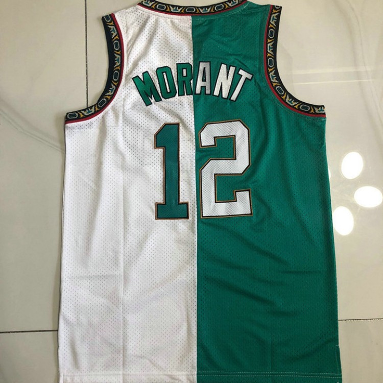 Maglia NBA 12 Morant Grizzlies split Autentico Verde Bianco XS-XXL