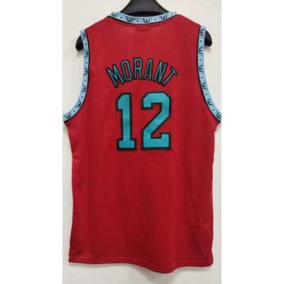 Maglia NBA 12 Morant Grizzlies Retro Rosso Ricamato