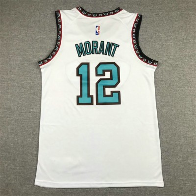 Maglia NBA 12 Morant Memphis Grizzlies Retro Bianco