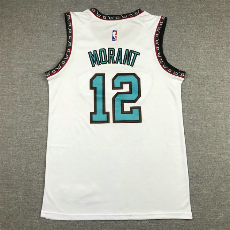 Maglia NBA 12 Morant Memphis Grizzlies Retro Bianco