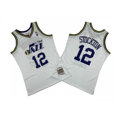 Maglia NBA 12 Stockton Utah Jazz Mitchell & Ness Bianco