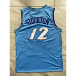 Maglia NBA 12 Stockton Utah Jazz Retro Blu Ricamato