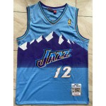 Maglia NBA 12 Stockton Utah Jazz Retro Blu Ricamato