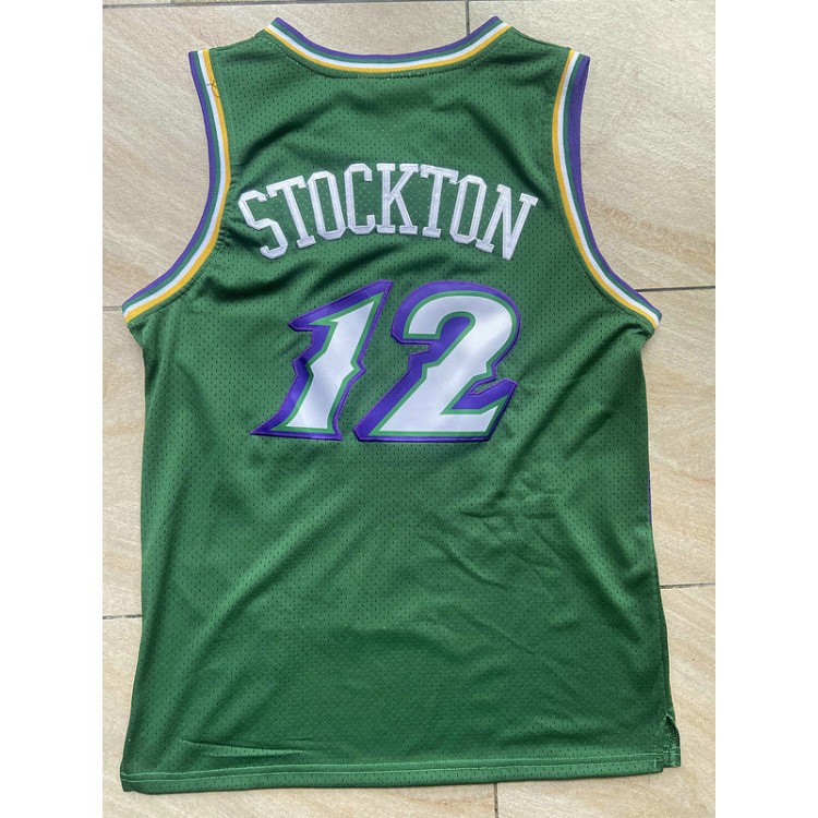 Maglia NBA 12 Stockton Utah Jazz Retro Verde Ricamato