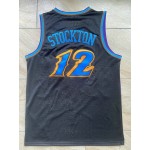 Maglia NBA 12 Stockton Utah Jazz Retro Nero Ricamato