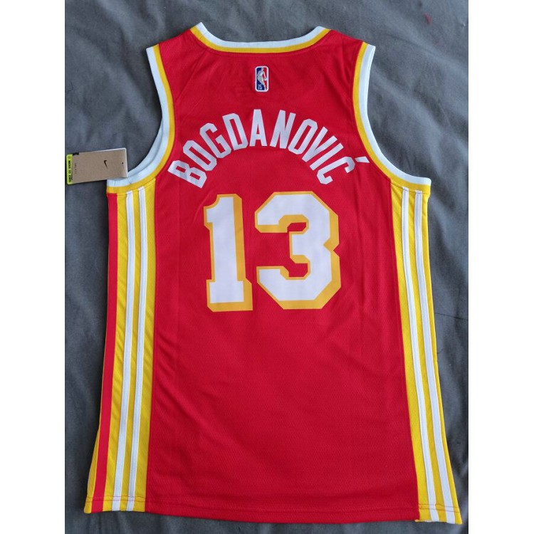 Maglia NBA 13 Bogdanovic Atlanta Hawks 20-21 Rosso Con diamond nike logo