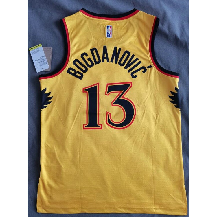 Maglia NBA 13 Bogdanovic Hawks 21-22 City Giallo Stampato