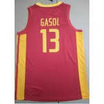 Maglia 13 Gasol Spain FIBA Basketball world cup Rosso