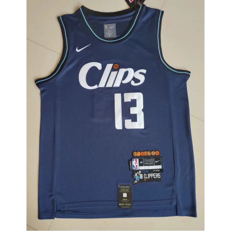 Maglia NBA 13 George Los Angeles Clippers 23-24 city Blu Ricamato