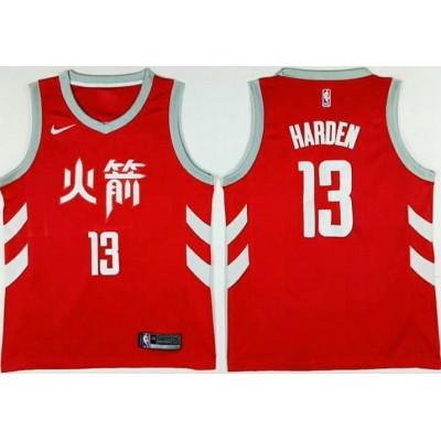 Maglia NBA 13 Harden Rockets Rosso Con Chinese rockets