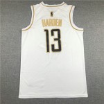 Maglia NBA 13 Harden Rockets Bianco Golden Edition Ricamato