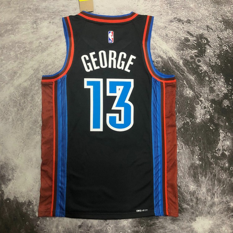 Maglia NBA 13 Paul George OKC Thunder 22-23 city Nero Stampato