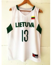 13 Sarunas Jasikevicius 2008 Olympics Lietuva Basketball Maglia Bianco Uomo