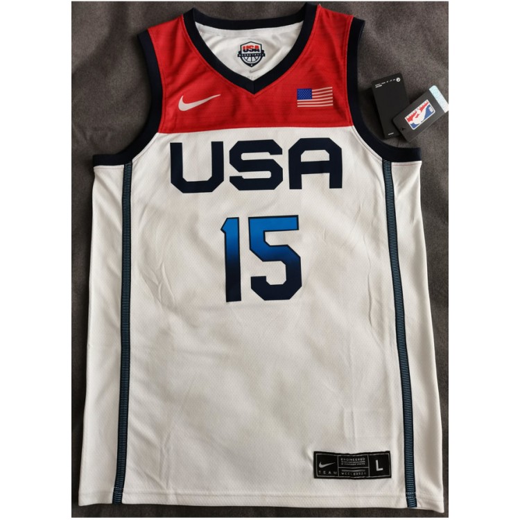 Maglia 15 Booker 2020 Olympic USA Team Bianco