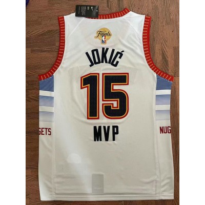 Maglia NBA 15 Jokic MVP 22-23 city Bianco Ricamato