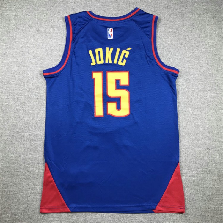 Maglia NBA 15 Jokic Nuggets 22-23 city Blu Ricamato