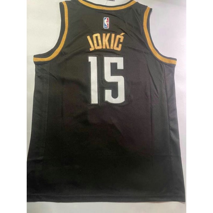 Maglia NBA 15 Jokic Nuggets 23-24 Nero or Ricamato