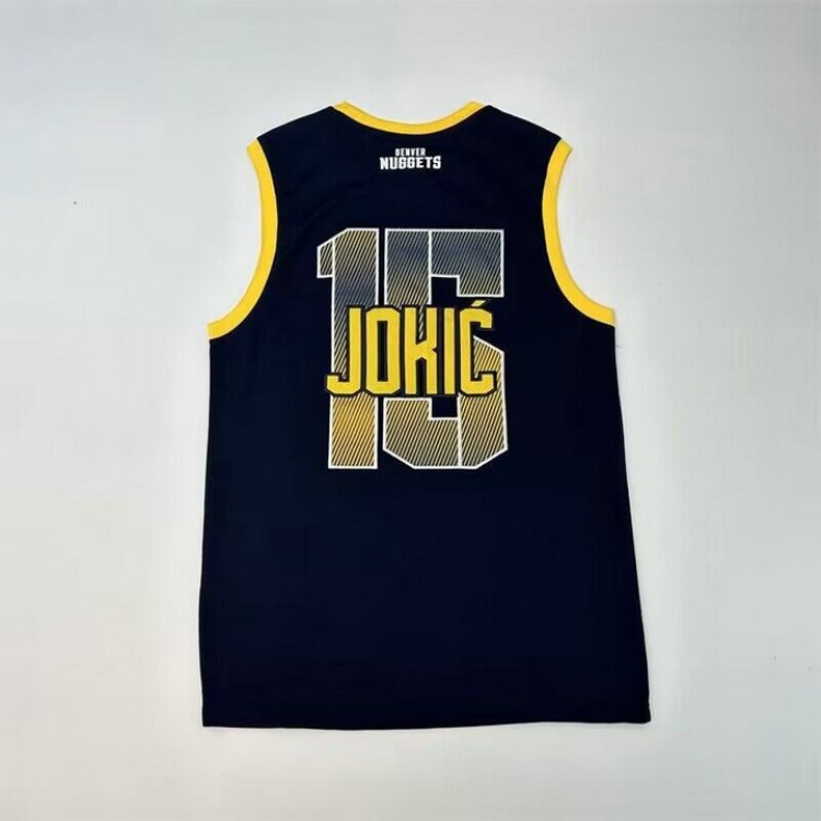 Maglia NBA 15 Jokic Nuggets Blu Ricamato