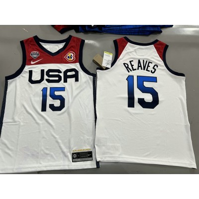 Maglia 15 Reaves 2023 USA Dream Bianco