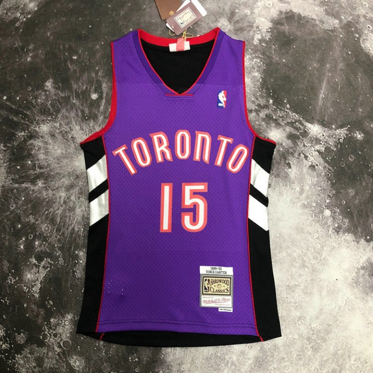 Maglia #15 Vince Carter Raptors 1999-00 Vintage Viola Nero Stampato