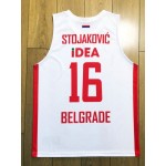 Maglia 16 Stojakovic Rosso Star Belgrade Basketball Rosso E Bianco stripes Uomo