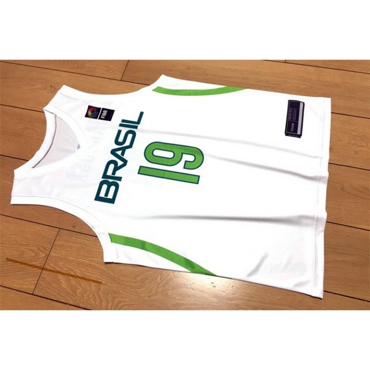 19 Barbosa Brazil Team 2016 FIBA Basketball World Cup Maglia Bianco Uomo