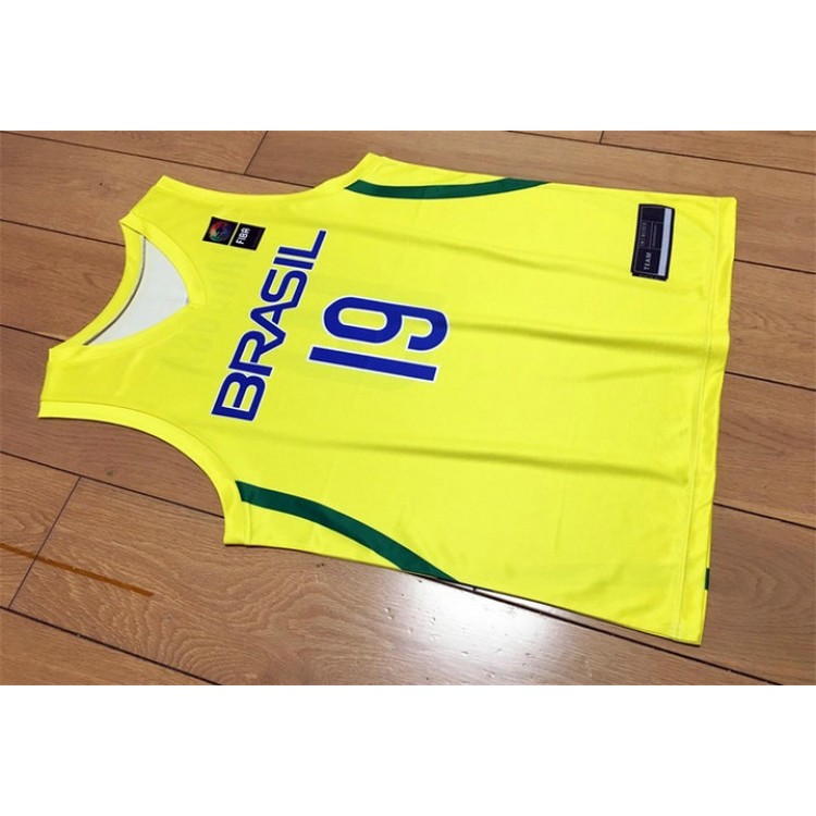 19 Barbosa Brazil Team 2016 FIBA Basketball World Cup Maglia Giallo Uomo