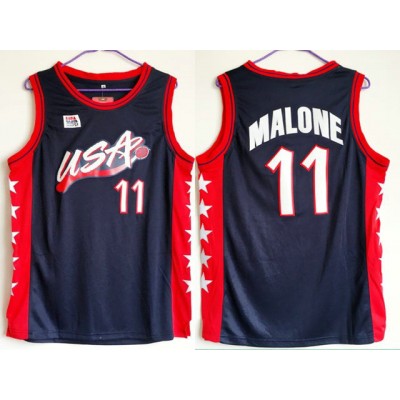 Maglia 1996 Malone 11 Atlanta Olympic Blu