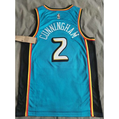 Maglia #2 Cunningham Detroit Pistons 22-23 classic Blu Ricamato logos