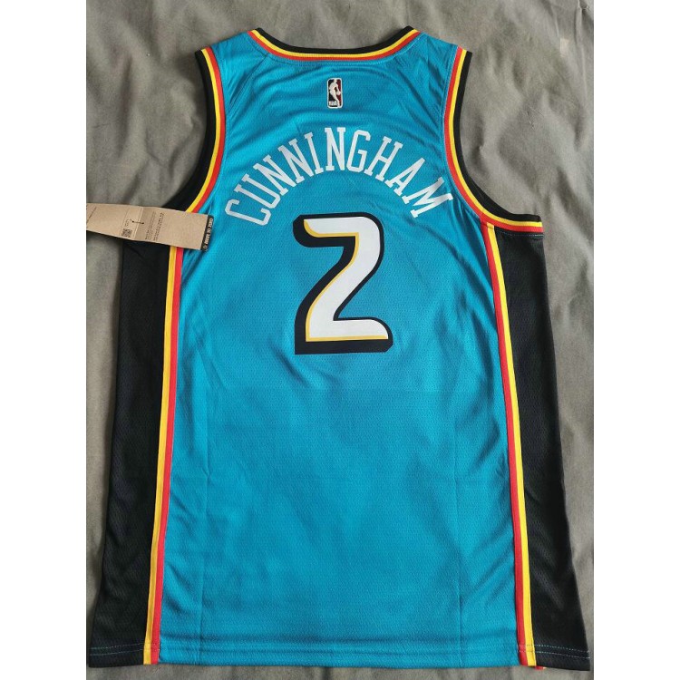 Maglia #2 Cunningham Detroit Pistons 22-23 classic Blu Ricamato logos