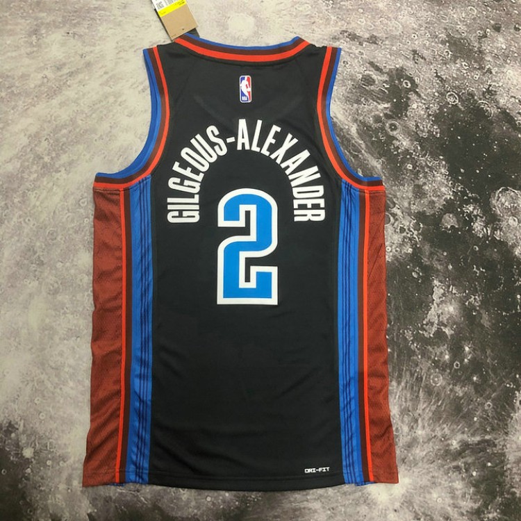 Maglia NBA 2 Gilgeous-Alexander George OKC Thunder 22-23 city Nero Stampato