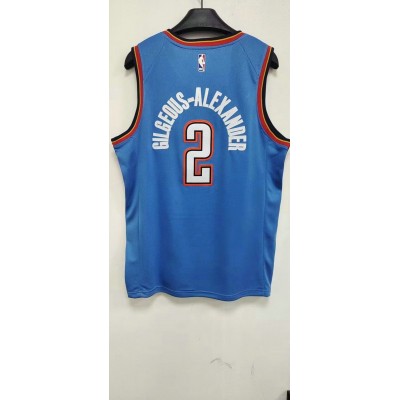 Maglia NBA 2 Gilgeous-Alexander OKC Thunder 22-23 Blu con Toppe Ricamato