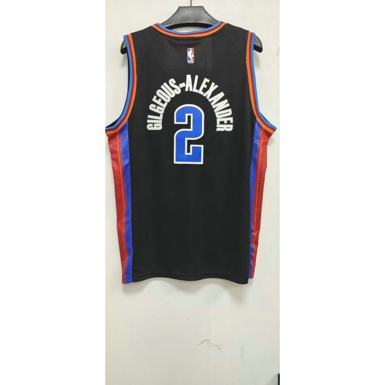 Maglia NBA 2 Gilgeous-Alexander OKC Thunder 22-23 city Nero Ricamato