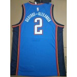 Maglia NBA 2 Gilgeous-alexander OkC Thunder 19-20 Season Blu Stampato