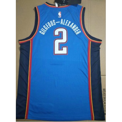 Maglia NBA 2 Gilgeous-alexander OkC Thunder 19-20 Season Blu Stampato