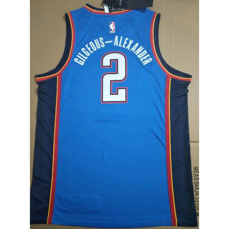 Maglia NBA 2 Gilgeous-alexander OkC Thunder 19-20 Season Blu Stampato