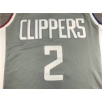 Maglia NBA 2 Leonard Clippers 20-21 Earned Grigio Ricamato