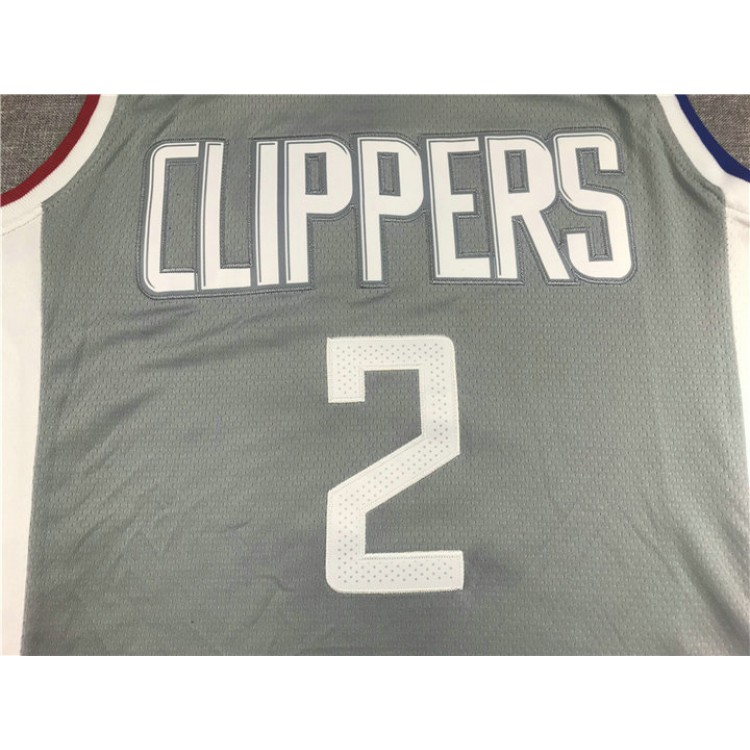 Maglia NBA 2 Leonard Clippers 20-21 Earned Grigio Ricamato