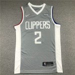 Maglia NBA 2 Leonard Clippers 20-21 Earned Grigio Ricamato